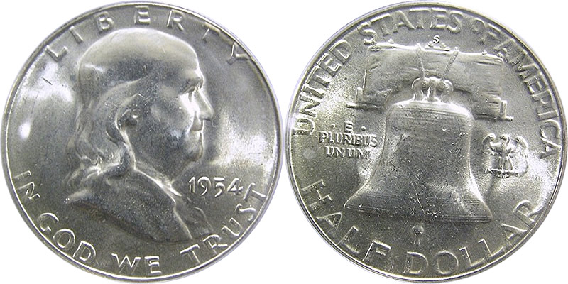 US Coin - 1954 - Franklin Half Dollar - Philadelphia