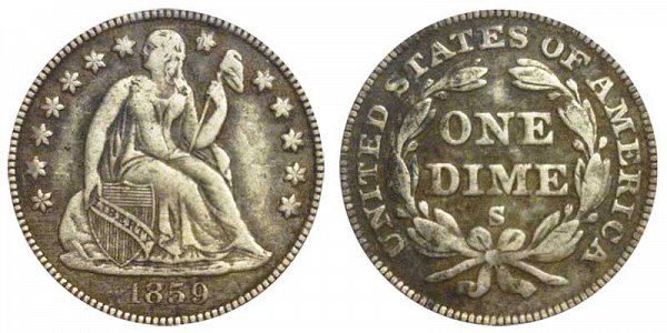 US Coin - 1859 - Seated Liberty Dime - San Francisco