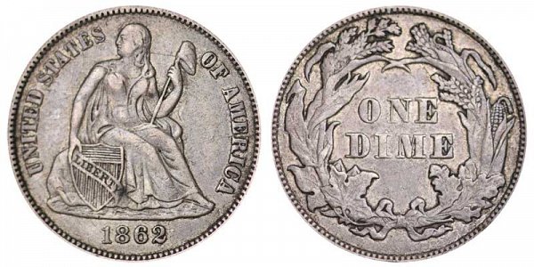 US Coin - 1862 - Seated Liberty Dime - Philadelphia
