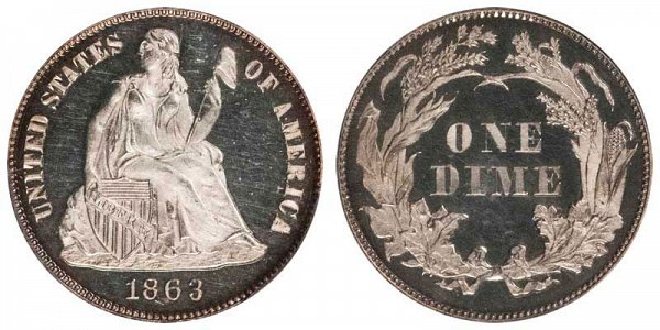 US Coin - 1863 - Seated Liberty Dime - Philadelphia