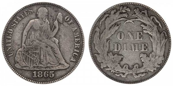 US Coin - 1865 - Seated Liberty Dime - Philadelphia