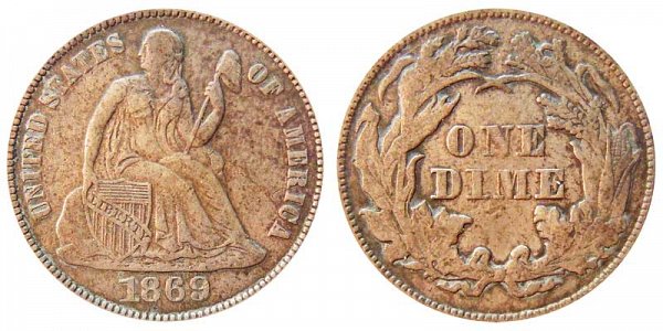 US Coin - 1869 - Seated Liberty Dime - Philadelphia