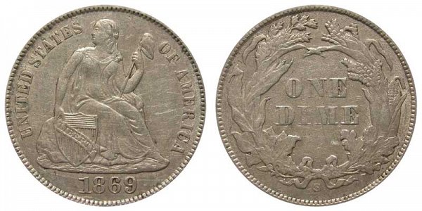 US Coin - 1869 - Seated Liberty Dime - San Francisco