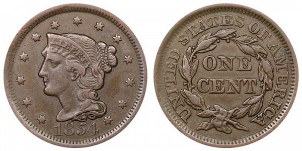 US Coin - 1854 - Matron Head Large Cent - Philadelphia