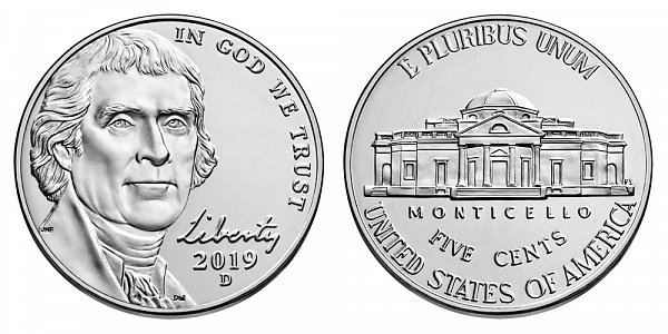 US Coin - 2019 - Jefferson Monticello - Denver