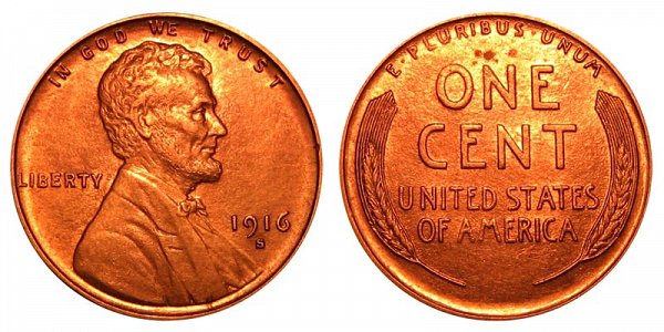 US Coin - 1916 - Lincoln Cent - San Francisco