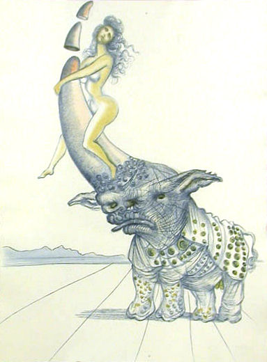 Dali Print - Girl on Rhinoceros Horn