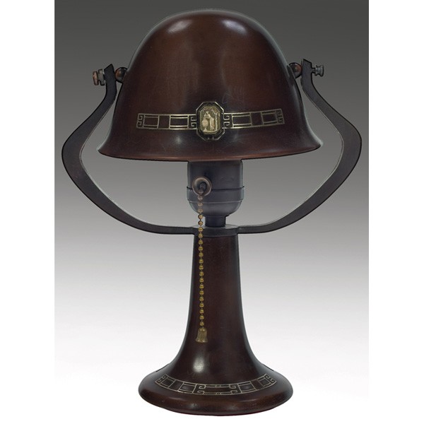 Arts and Crafts Metalwork - Heintz - Helmet Shade Lamp