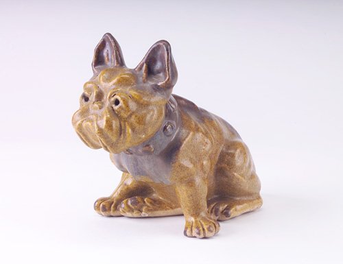 Fulper Pottery - Sitting Dog Sculpture - Mustard