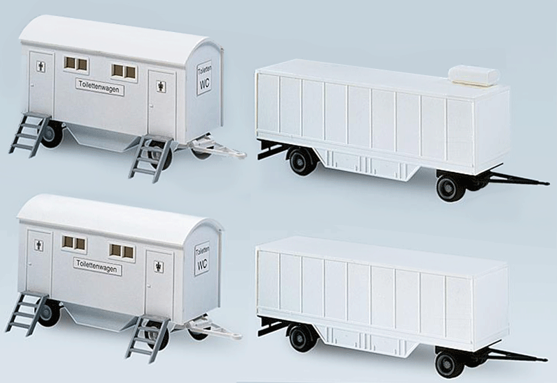 HO Scale - Faller - 140468 - Fairground Restroom Facilities and Luggage Trailers Kit - Painted/Unlettered