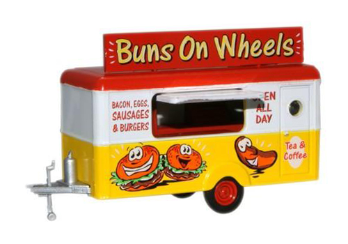 Diecast Metal Vehicles - Oxford Diecast - 87TR006 - Buns On Wheels - Red, White, and Mustard Yellow