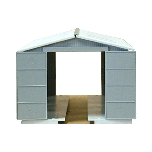 N Scale - Rail Town - 3912 - Structure, Maintenance Shed, Locomotive, Single Stall, Run Through, Corrugated Metal - Railroad Structures