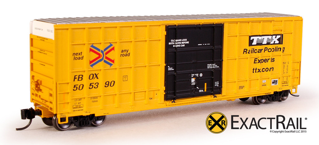 N Scale - ExactRail - EN-50701-05 - Boxcar, 50 Foot, Trinity 6275 Plug Door - TTX Company - 505355