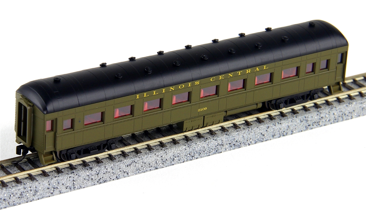 N Scale - Wheels of Time - 343 - Passenger Car, Harriman, 60 Foot Coach - Illinois Central - 2109