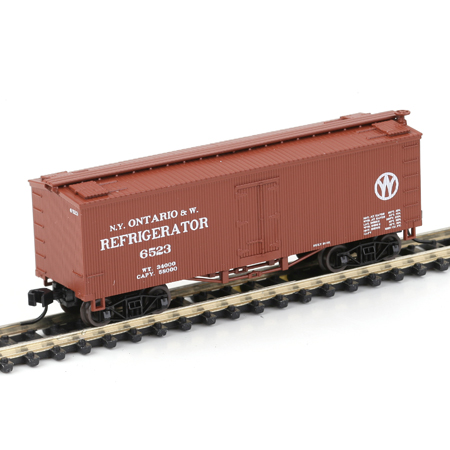 N Scale - Athearn - 11547 - Reefer, Ice, 36 Foot, Wood, Truss Rod - New York Ontario & Western - 6523