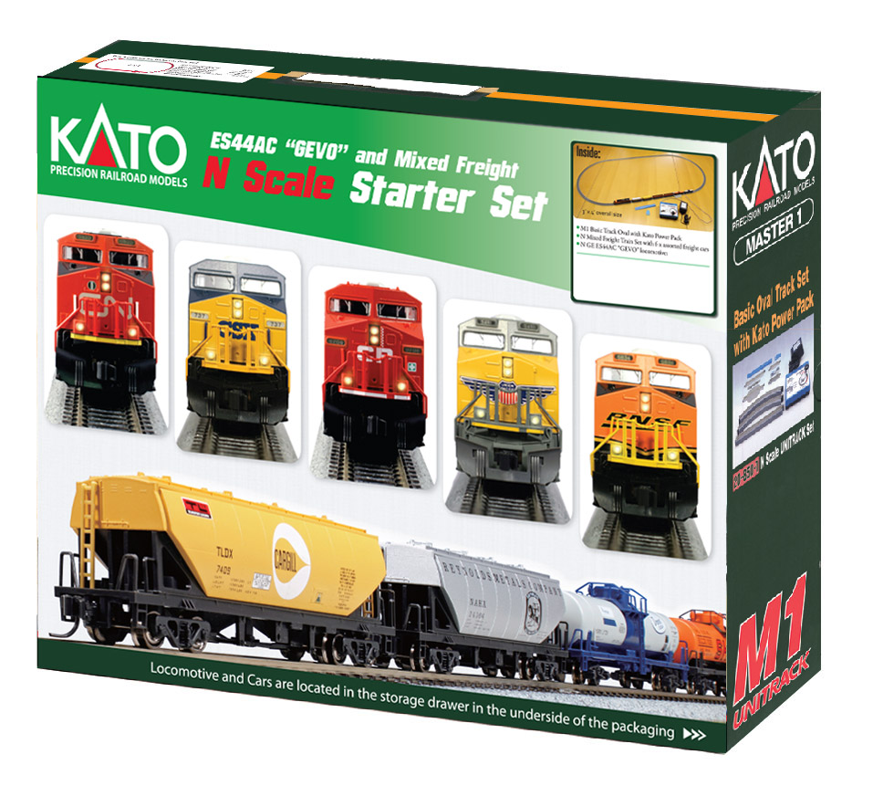 N Scale - Kato USA - 106-0025 - ES44AC "Gevo" and Mixed Freight Starter Set - General Electric
