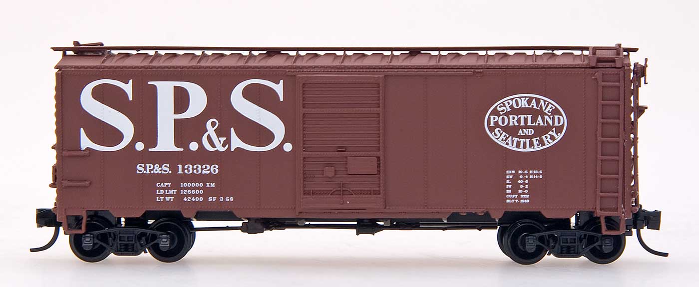 N Scale - InterMountain - 66006-10 - Boxcar, 40 Foot, Steel 12 Panel - Spokane Portland & Seattle - 13425