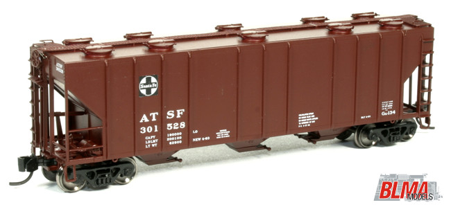 Rd #301594 ATSF BLMA Models N #11080 Santa Fe PS-4000 Covered Hopper 