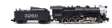 N Scale - Minitrix - 2073 - Locomotive, Steam, 2-10-0 Decapod - Santa Fe - 3260