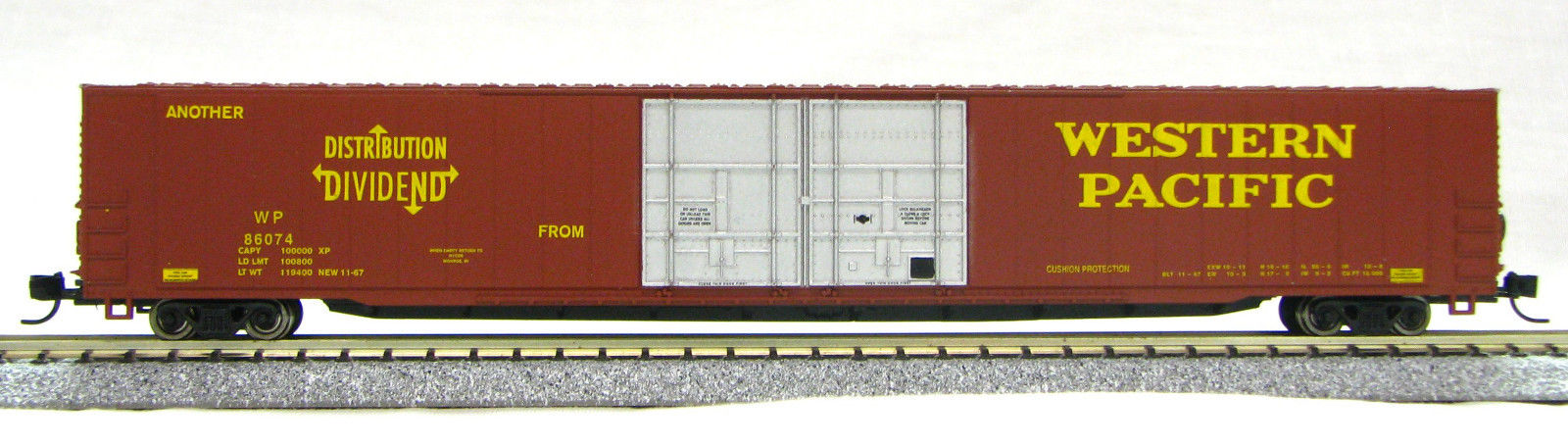 N Scale - Con-Cor - 0001-14665 - Boxcar, 85 or 86 Foot, Auto Parts - Western Pacific - 86058