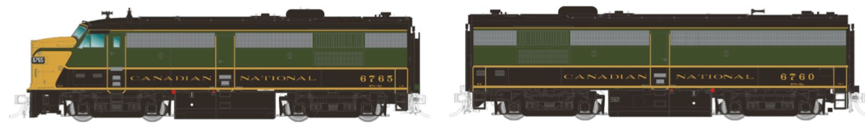 N Scale - Rapido Trains - PS9502 - Engine, Diesel, FPA-4 & FPB-4 - Canadian National - 6765, 6865