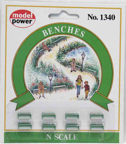 N Scale - Model Power - 1340 - Park Benches - Painted/Unlettered