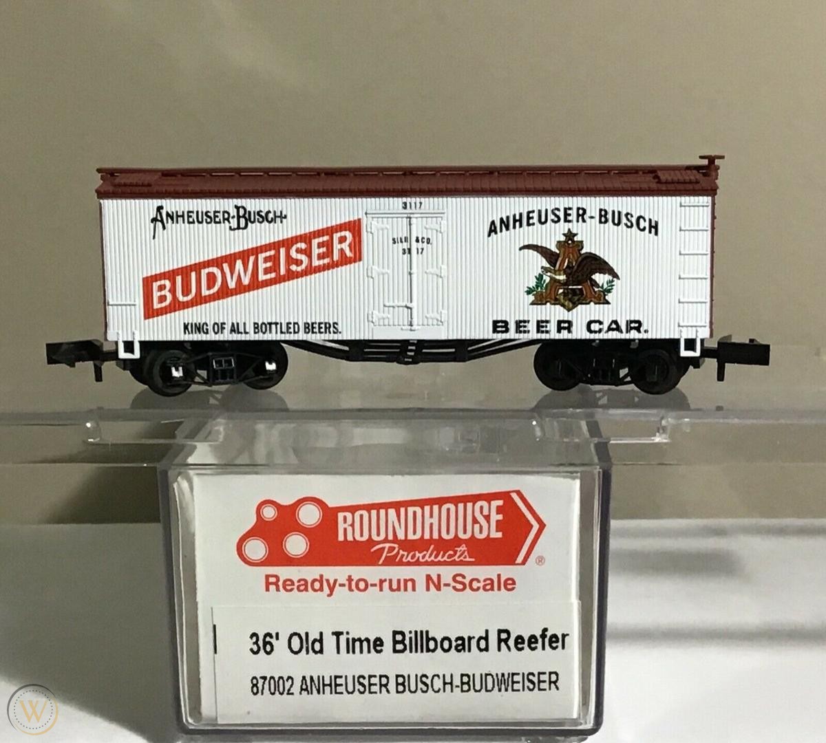 N Scale - Roundhouse - 87002 - Reefer, Ice, 36 Foot, Wood, Truss Rod - Anheuser Busch - 3115