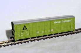 N Scale - Red Caboose - RN-17401-03 - Boxcar, 55 Foot, Thrall All-Door - Weyerhaeuser - 4343