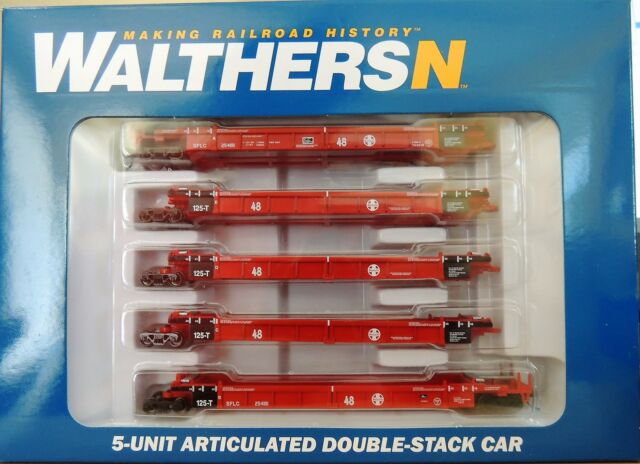 N Scale - Walthers - 929-8103 - Container Car, Articulated Well, Thrall Lo-Pac - Santa Fe - 254165