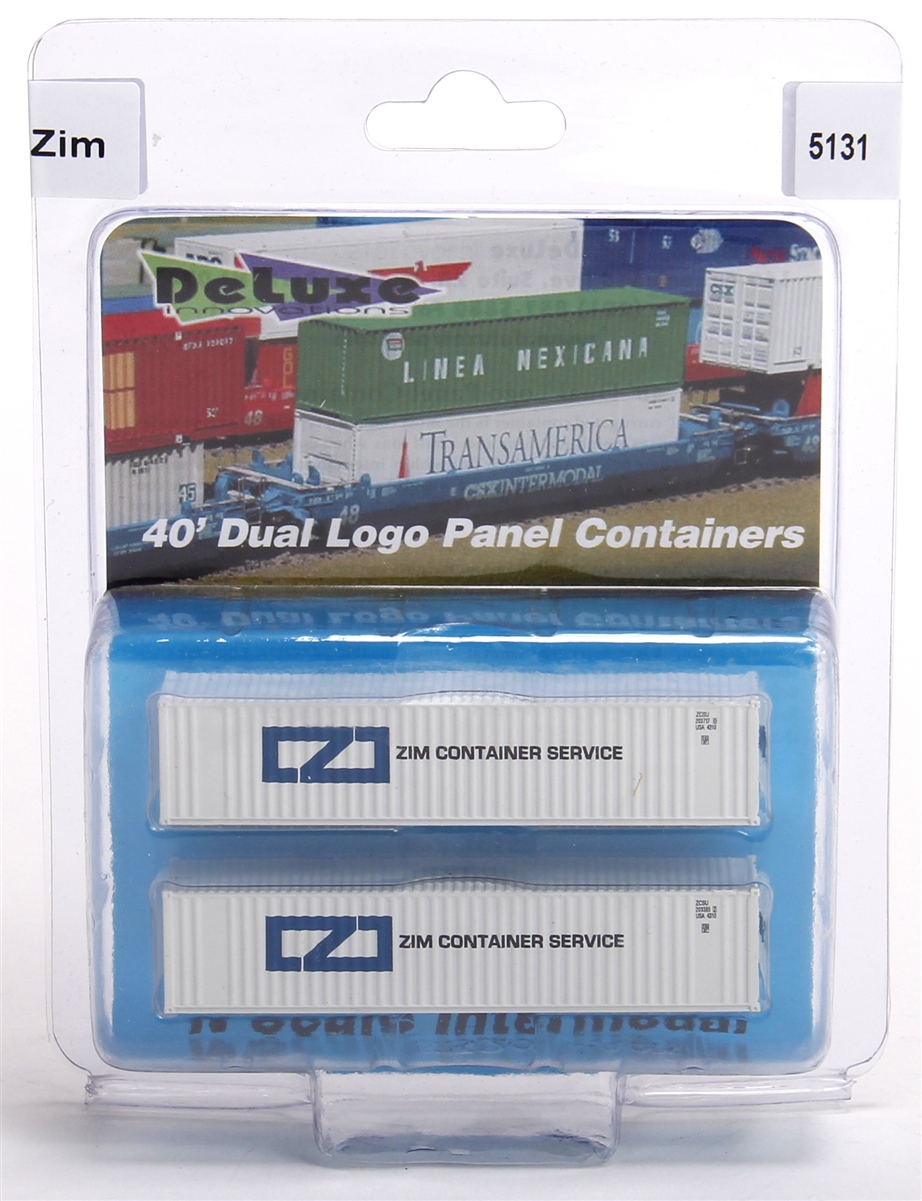 N Scale - Deluxe Innovations - D513 - Container, 40 Foot, Corrugated, Dry - Zim - 207073 207046