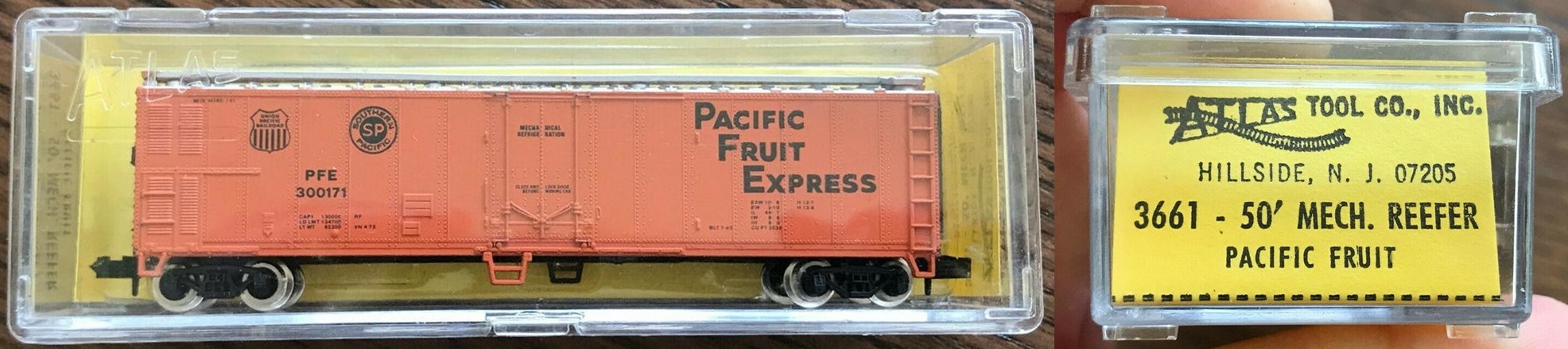 N Scale - Atlas - 3661 - Reefer, 50 Foot, Mechanical - Pacific Fruit Express - 300171