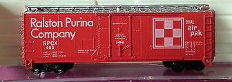 N Scale - Atlas - 3317 - Boxcar, 40 Foot, Steel Plug Door - Ralston Purina - 405