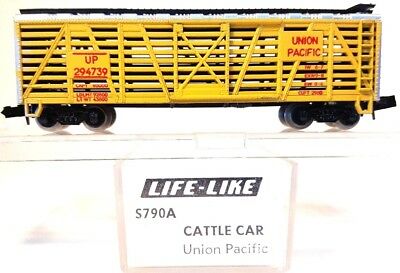 N Scale - Life-Like - S790A - Stock Car, 40 Foot, Wood - Union Pacific - 294739