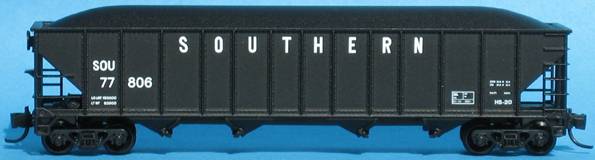 N Scale - Trainworx - 2435-08 - Open Hopper, 4-Bay Steel - Southern - 77956