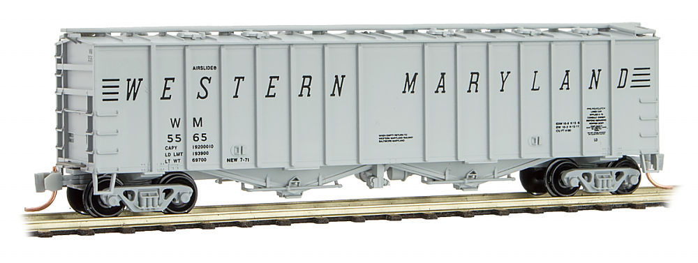 N Scale - Micro-Trains - 098 00 060 - Covered Hopper, 2-Bay, GATX Airslide 4180 - Western Maryland - 5565