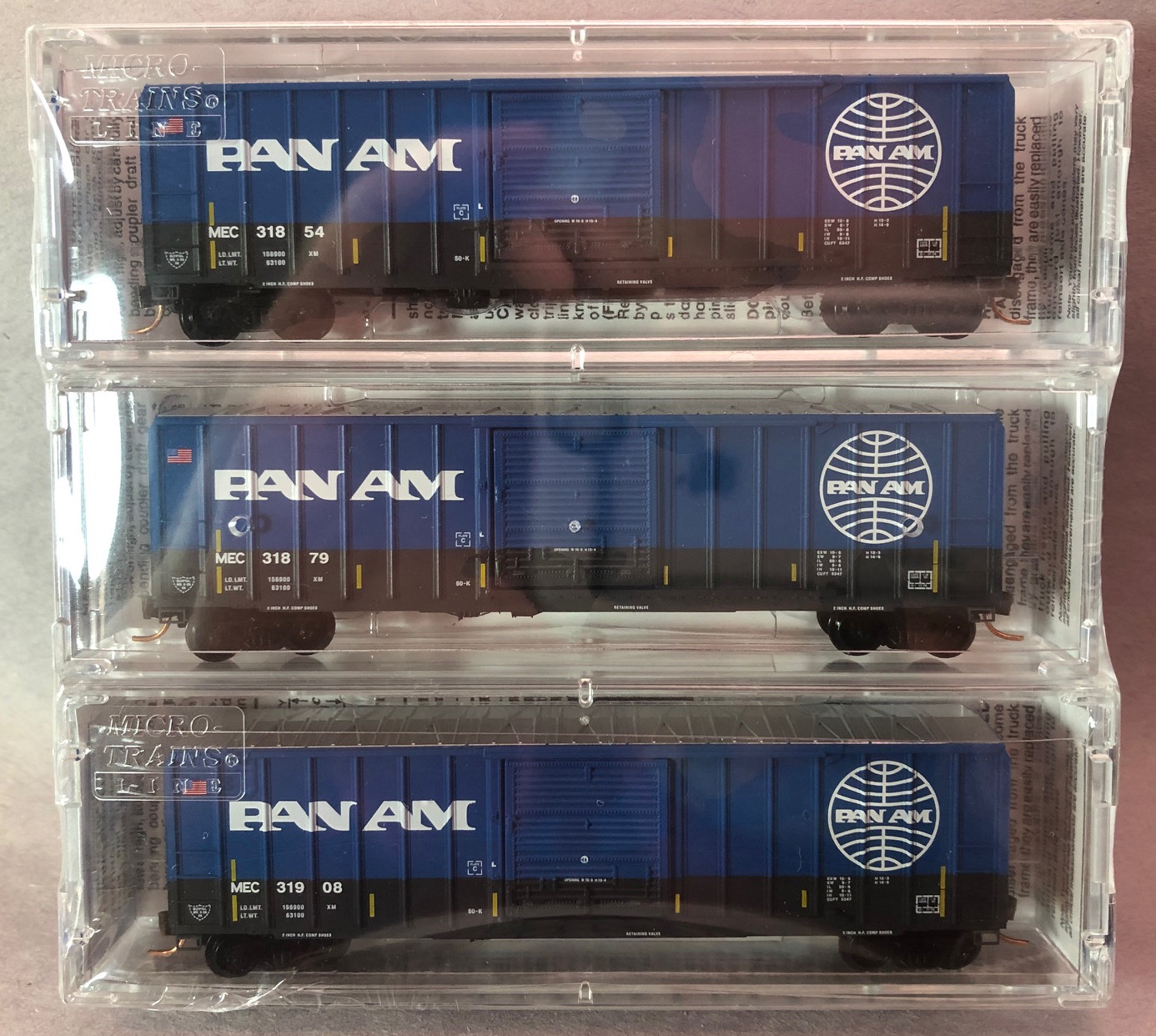N Scale - Micro-Trains - NSC MTL 08-06 - Boxcar, 50 Foot, FMC, 5077 - Pan Am Railways - 3-Pack