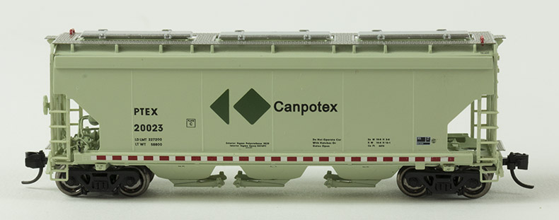 N Scale - North American Railcar - 11-12001001-D - Covered Hopper, 3-Bay, Potash - Canpotex - 21093, 21150, 21159,  21164, 21175, 21189