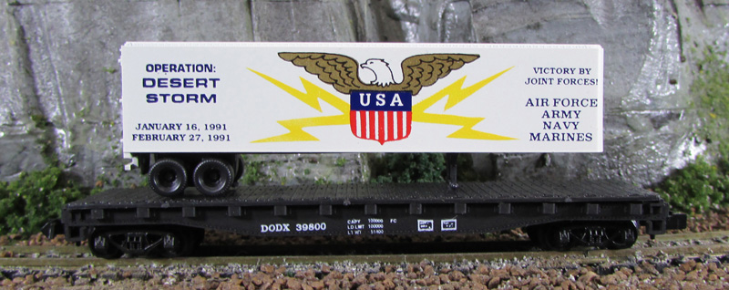 N Scale - Loco-Motives - 800 - Flatcar, 50 Foot - Department of Defense - 39800