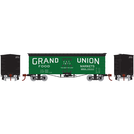 N Scale - Athearn - 06580 - Reefer, Ice, 36 Foot, Wood, Truss Rod - Grand Union Food Markets - 90107