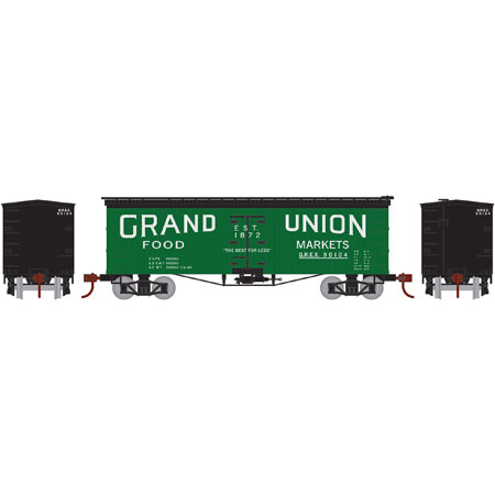 N Scale - Athearn - 06579 - Reefer, Ice, 36 Foot, Wood, Truss Rod - Grand Union Food Markets - 90104