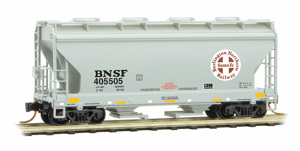 N Scale - Micro-Trains - 092 00 410 - Covered Hopper, 2-Bay, ACF Centerflow - Burlington Northern Santa Fe - 405505