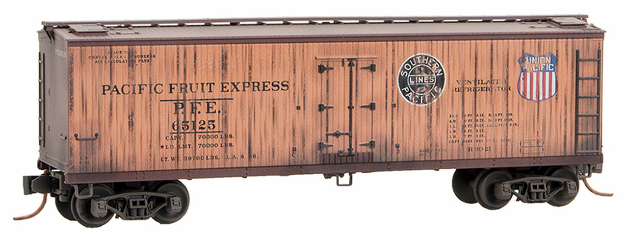 N Scale - Micro-Trains - 047 44 145 - Reefer, 40 Foot, Wood Sheathed - Pacific Fruit Express - 65125
