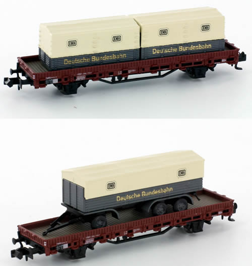 N Scale - Hobbytrain - H23838 - Flatcar, Sgkkms - Deutsche Bundesbahn - 2-Pack
