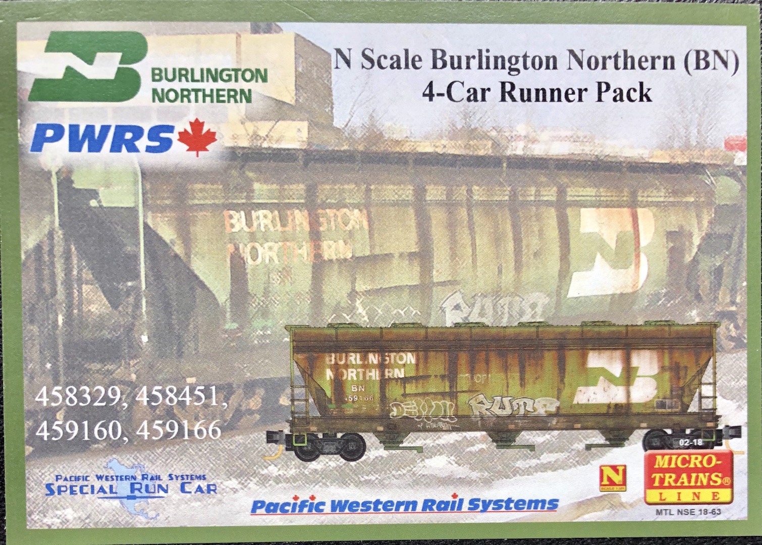 N Scale - Micro-Trains - NSE MTL 18-63 - Covered Hopper, 3-Bay, ACF 4650 - Burlington Northern - 4-pack
