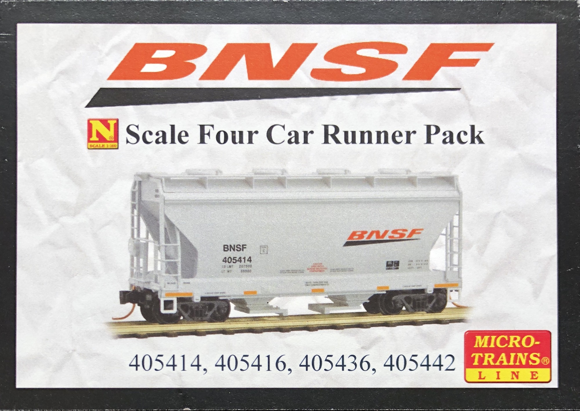 N Scale - Micro-Trains - 993 00 146 - Covered Hopper, 2-Bay, ACF Centerflow - Burlington Northern Santa Fe - 4-Pack