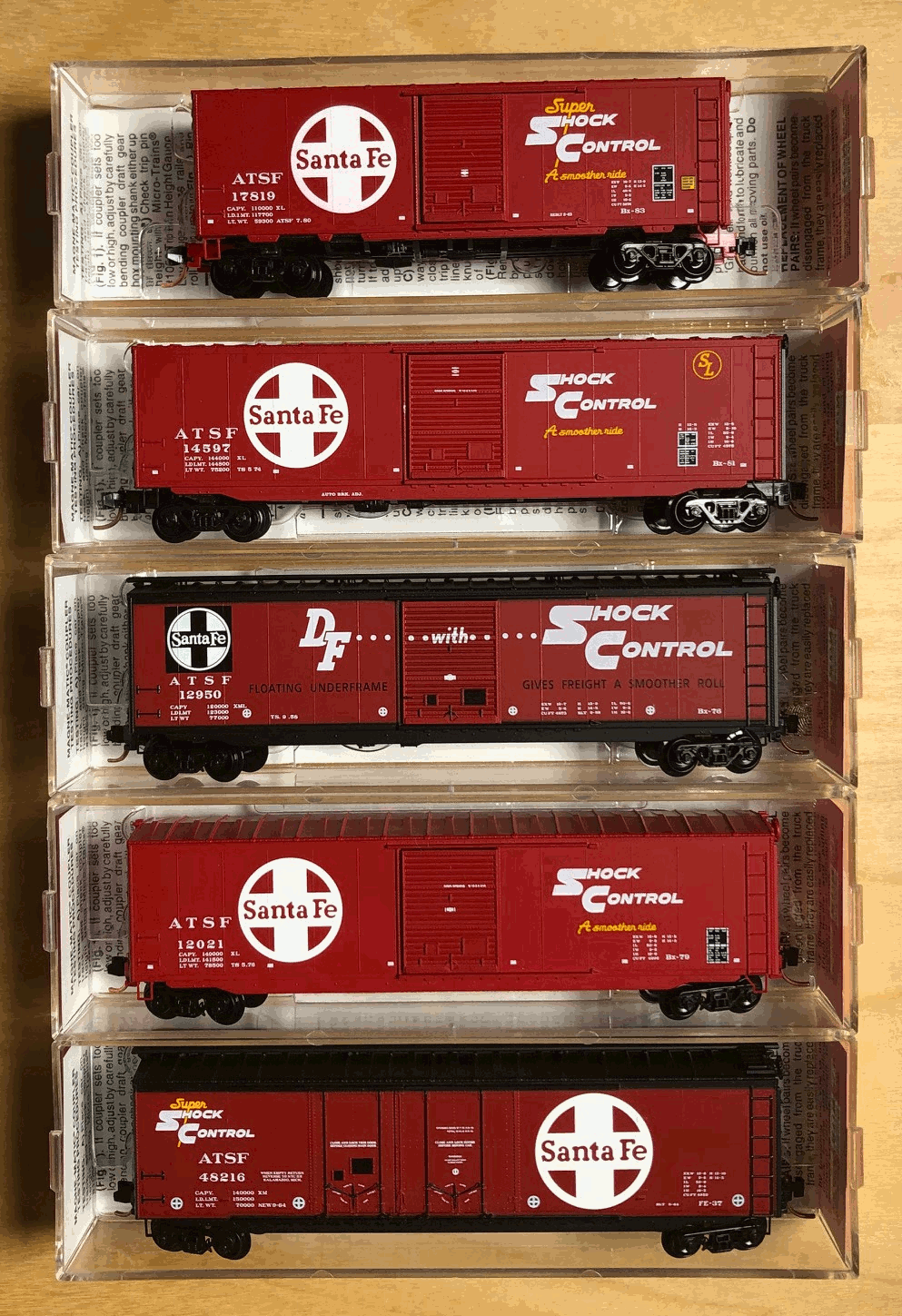 N Scale - Micro-Trains - NSC 02-89 - Mixed Freight Consist, North America, Transition Era - Santa Fe - 5-Pack