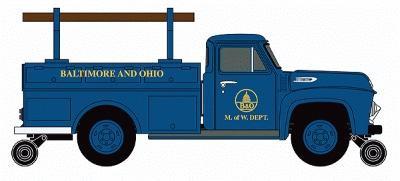 N Scale - Classic Metal Works - 50306 - Truck, Ford F-Series - Baltimore & Ohio - 1954 Ford F-350 Hi-Rail