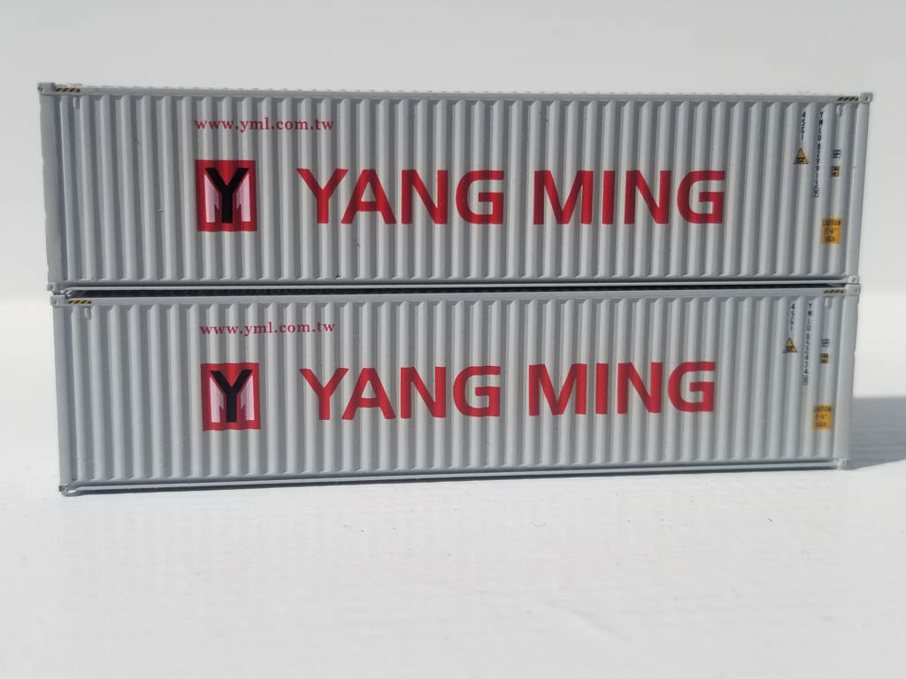 N Scale - Jacksonville Terminal - 405039 - Container, 40 Foot, Corrugated, Dry - Yang Ming - 2-Pack