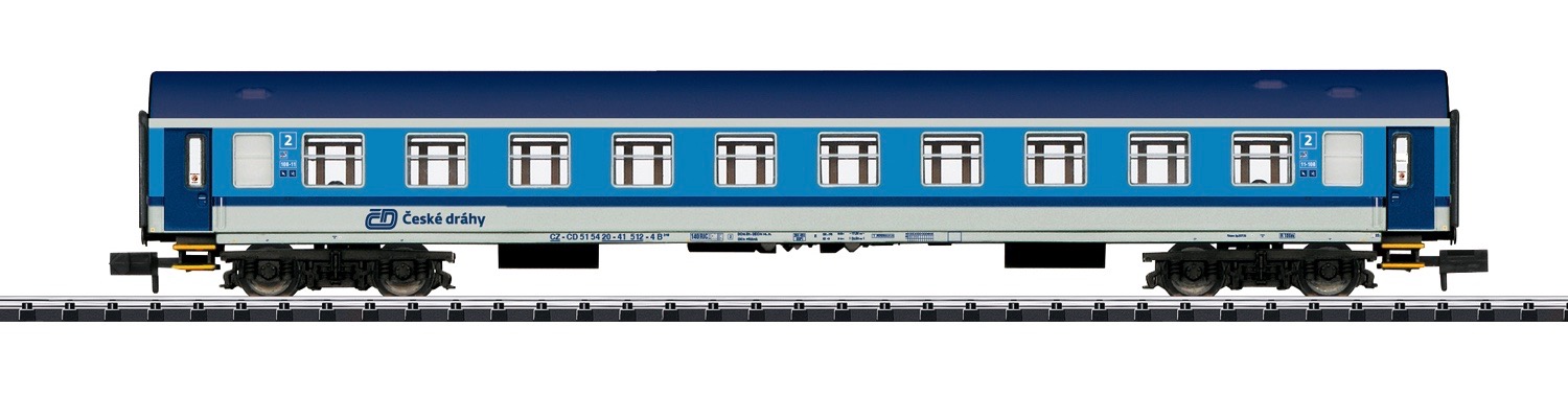 N Scale - Minitrix - 15989 - Passenger Car, UIC, Type Y - ČD (Czech Railways) - 51 54 20-41 512-4