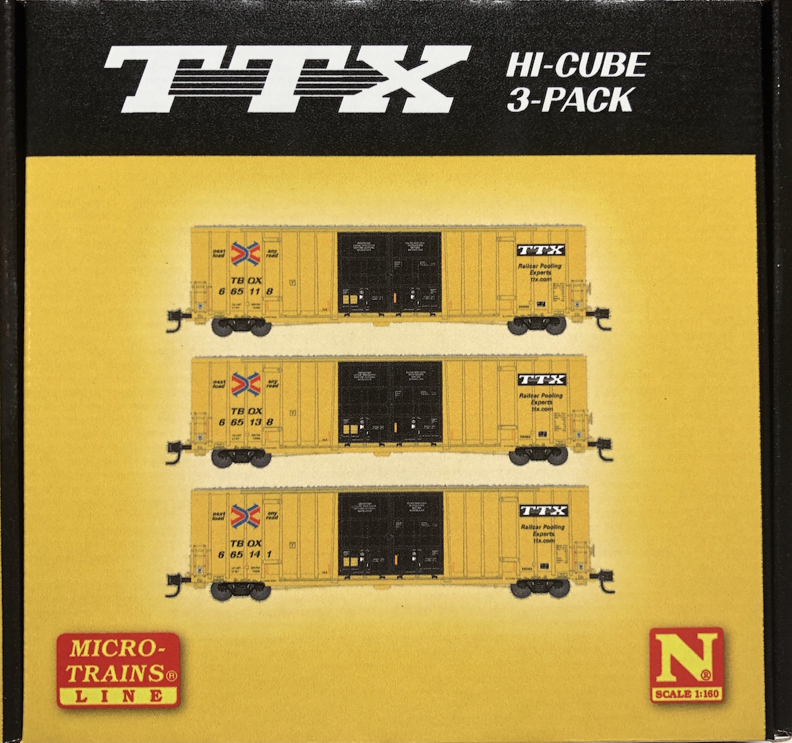 N Scale - Micro-Trains - 993 01 840 - Boxcar, 60 Foot, NSC Excess Height - RailBox - 3-Pack